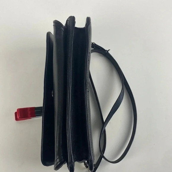 Black Genuine Italian leather cross  body shoulder bag - Picture 12 of 16